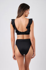 UNE PIECE-Classic Square Neck Bikini Bralette with Frill BLACK