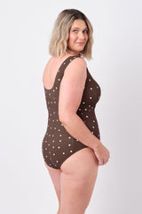 UNE PIECE-Classic Square Neck CHOCOLATE POLKA TEXTURE