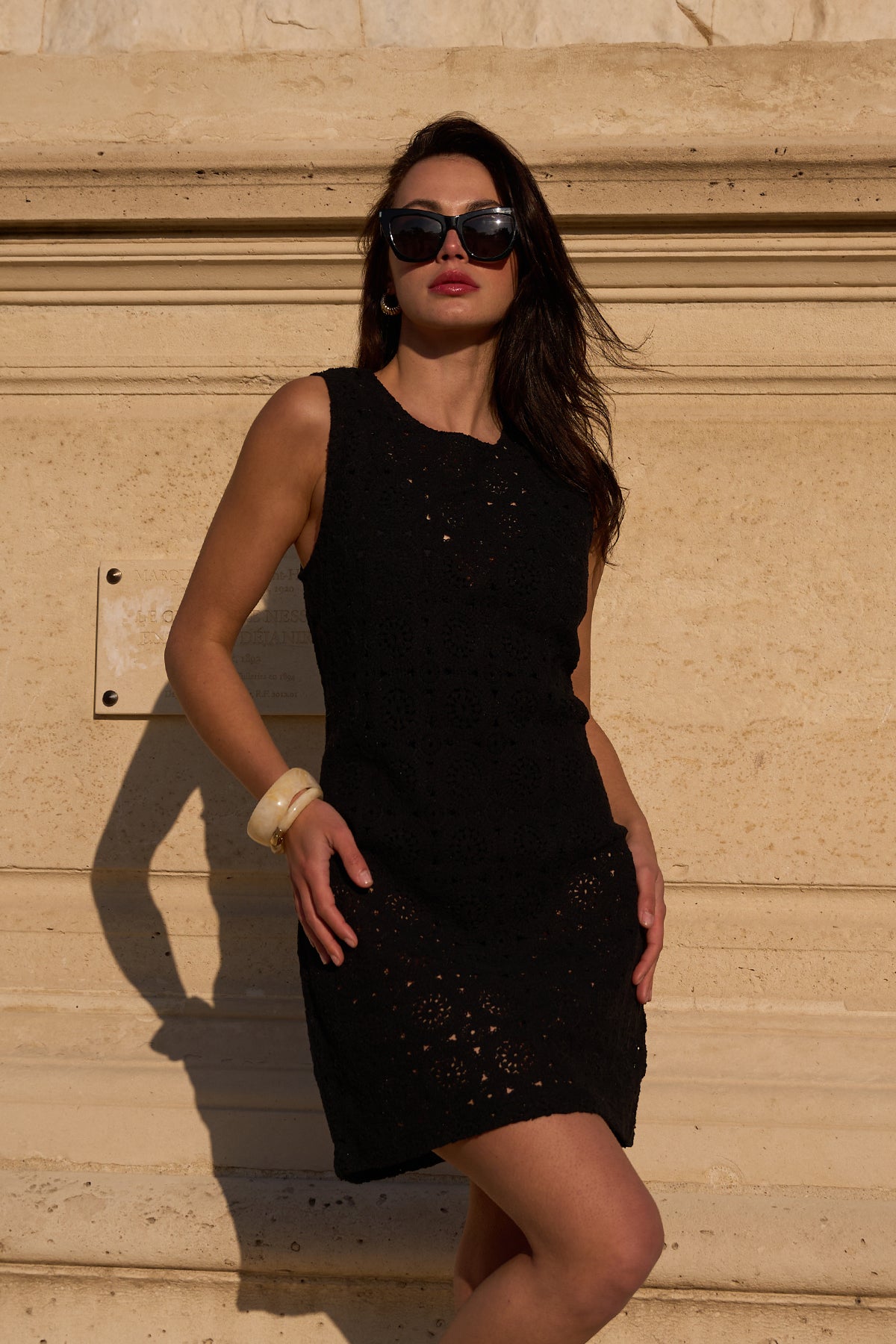 black crochet mini dress – UNE PIECE Made in Spain Size:US size 6 sizing:10-14-XL Chic A-Line Wedding Dress