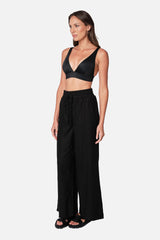 UNE PIECE Linen Palazzo Pants in Black