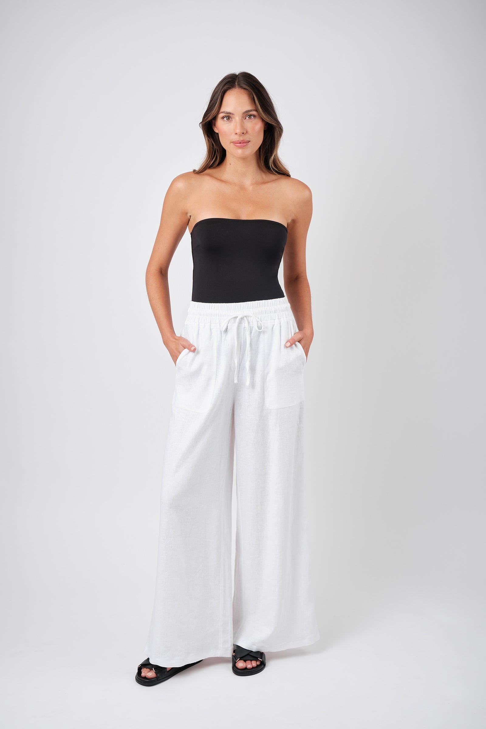 Linen Palazzo Pants WHITE – UNE PIECE