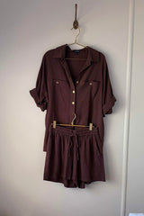 UNE PIECE Linen Shorts in Chocolate