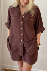 UNE PIECE Linen Shorts in Chocolate