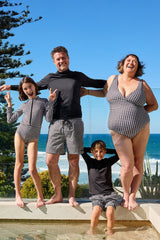 UNE PIECE Mens Swim Shorts in Black Gingham