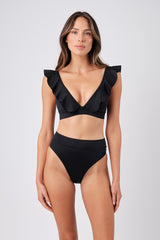 UNE PIECE-Never Say Never Bikini Bralette with Frill BLACK