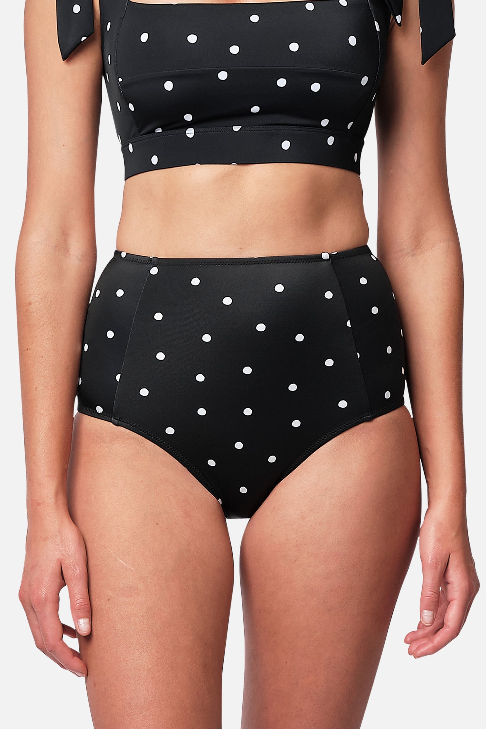 Never Say Never High Waisted Bikini Bottom POLKA NOIR UNE PIECE