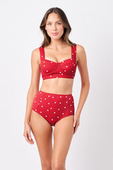UNE PIECE-Original Bustier Balconette Bikini Bralette POLKA ROUGE TEXTURE