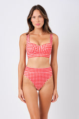 UNE PIECE Original Bustier Balconette Bikini Bralette in Red Gingham