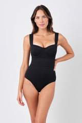 UNE PIECE Textured Original Bustier Balconette One Piece in Black