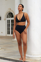 UNE PIECE-Never Say Never High-Waisted Bikini Bottom BLACK