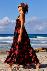 UNE PIECE-Sweetheart Neckline Maxi Dress PLUCKED ROSES