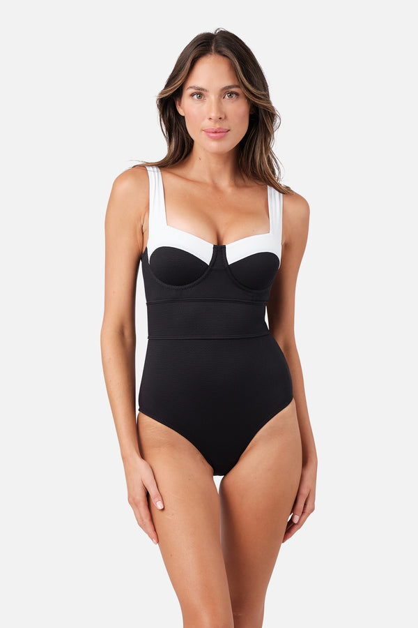 Original Bustier Balconette One Piece MONOCHROME TEXTURE