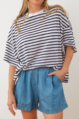 Oversized Boxy T-shirt NAVY STRIPE