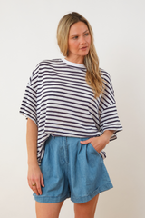 Oversized Boxy T-shirt NAVY STRIPE