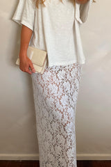 Lace Maxi Skirt in Ivory