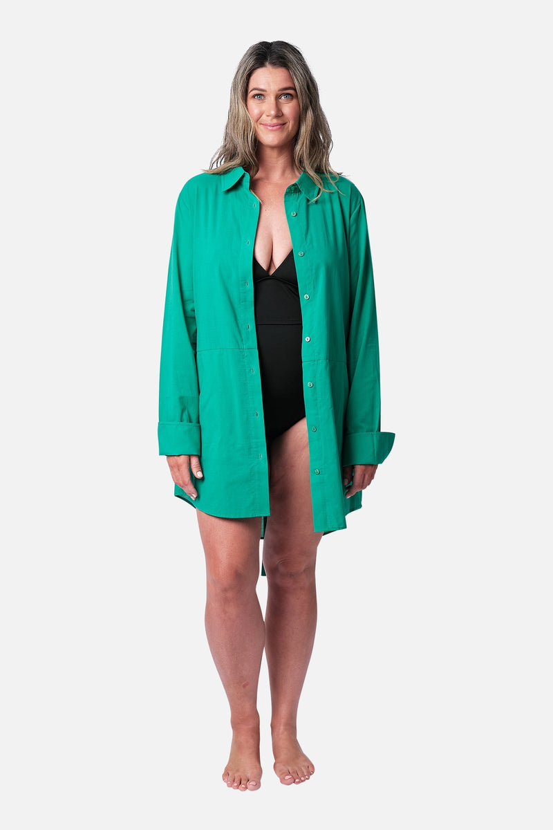 UNE PIECE-Beach Shirt Dress GREEN