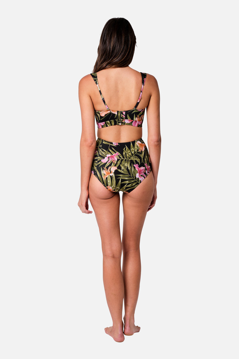 Never Say Never High-Waisted Bikini Bottom CRESCENT BLOOMS-UNE PIECE