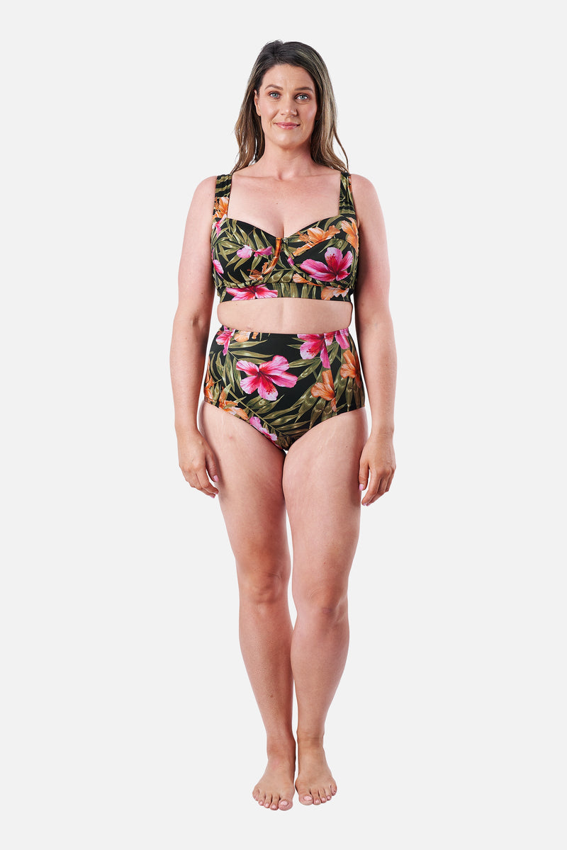 Never Say Never High-Waisted Bikini Bottom CRESCENT BLOOMS-UNE PIECE