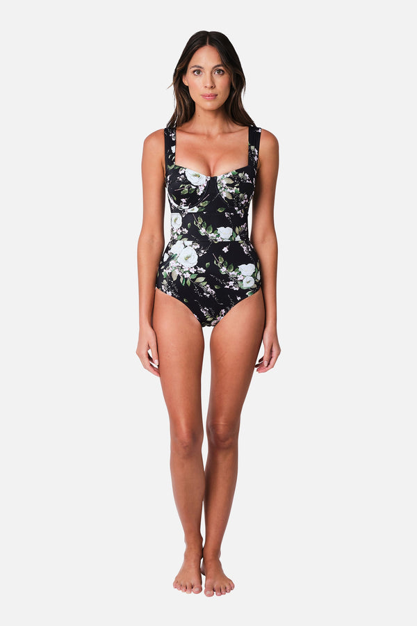MYTENG Floral Hollow Out Bodysuit  Swimsuits One Piece With