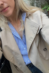 Striped Relaxed Button Up Shirt LIGHT BLUE & WHITE