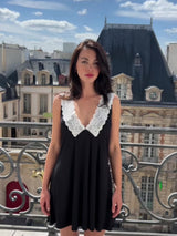 Delicate Lace Trim V-Neck Nightie MONOCHROME BLACK