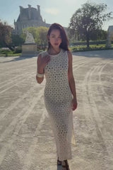 Crochet Midi Dress OATMEAL