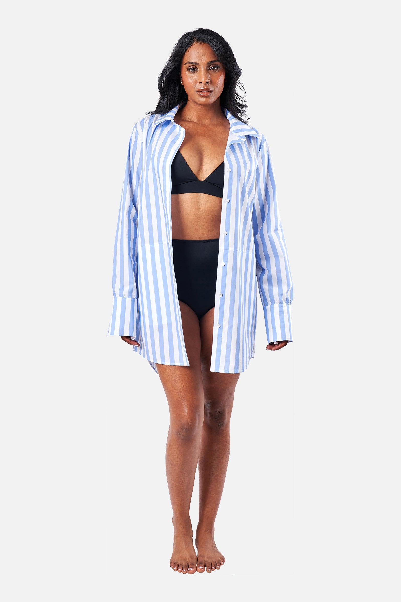 Beach Shirt Dress HAMPTONS STRIPE BLUE – UNE PIECE
