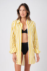UNE PIECE-Beach Shirt Dress HAMPTONS STRIPE YELLOW