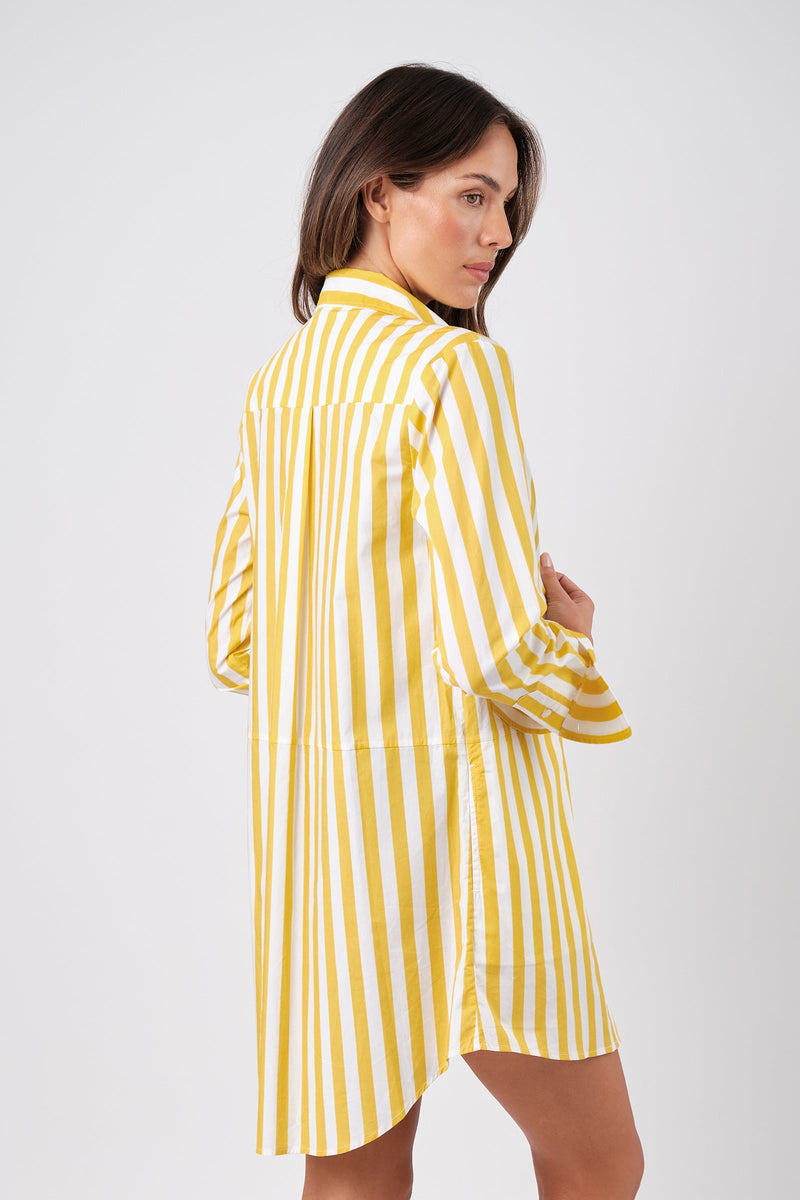 UNE PIECE-Beach Shirt Dress HAMPTONS STRIPE YELLOW