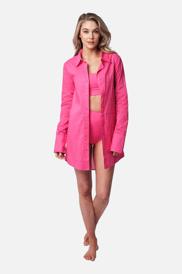UNE PIECE-Beach Shirt Dress PINK