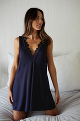 UNE PIECE (Bundle) Lace Trim V-Neck Nightie + Modal Robe in 