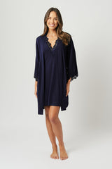 UNE PIECE (Bundle) Lace Trim V-Neck Nightie + Modal Robe in 
