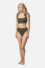 UNE PIECE-Classic Square Neck Bikini Bralette KHAKI TEXTURE