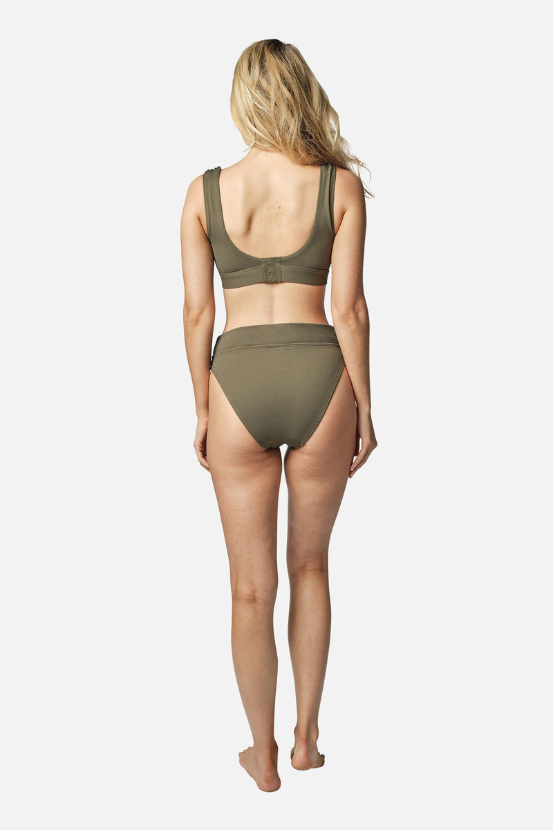 UNE PIECE-Classic Square Neck Bikini Bralette KHAKI TEXTURE