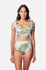 UNE PIECE-Classic Square Neck Bikini Bralette PALM WHITE