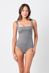 UNE PIECE Classic Square Neck in Black Gingham