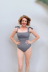 UNE PIECE Classic Square Neck in Black Gingham