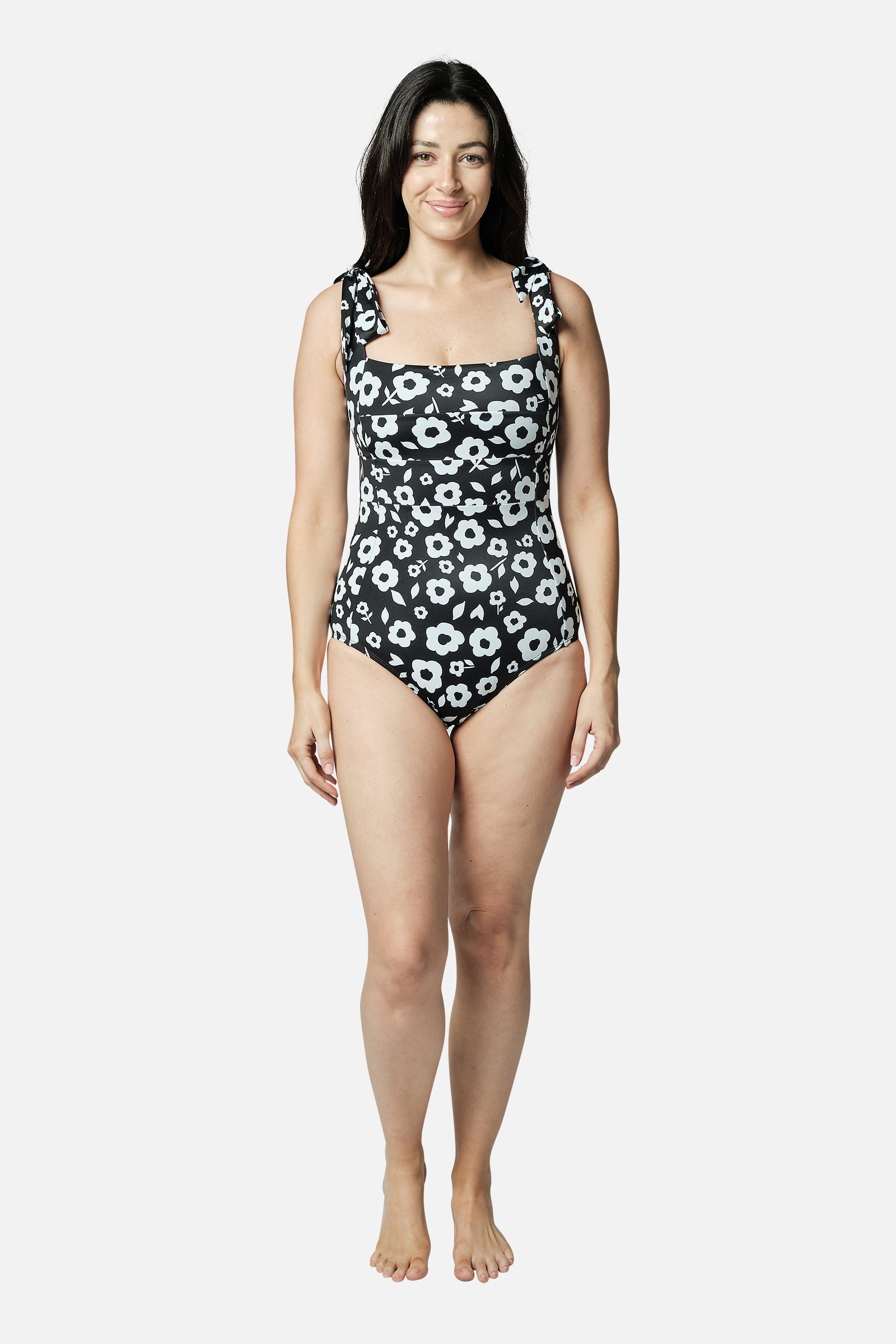 Classic Square Neck DAISY SILHOUETTE BLACK – UNE PIECE