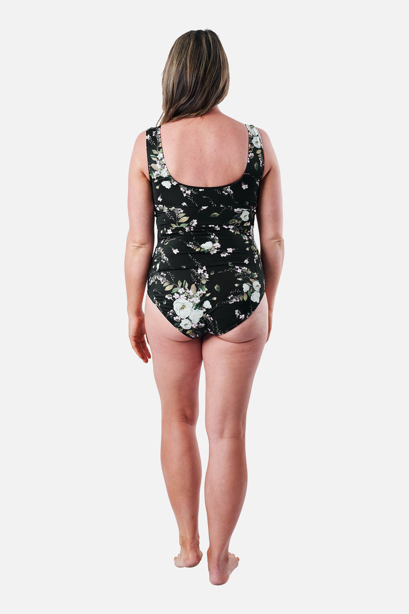 UNE PIECE-Classic Square Neck LONDON BOTANICAL BLACK