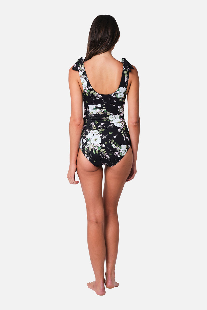 UNE PIECE-Classic Square Neck LONDON BOTANICAL BLACK