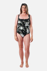 UNE PIECE-Classic Square Neck LONDON BOTANICAL BLACK