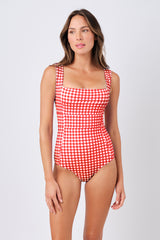 UNE PIECE Classic Square Neck in Red Gingham