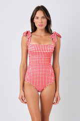 UNE PIECE Classic Square Neck in Red Gingham