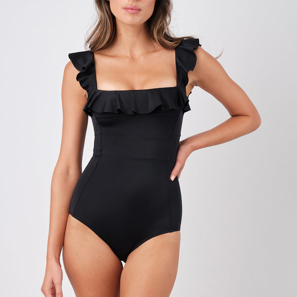 ■LAMEREI■ Ruffle Square Neck SwimSuitBlack Gottex Ruffle Square Neck One Piece | Chico's