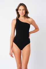 UNE PIECE-Crinkle Cut One Shoulder One Piece BLACK
