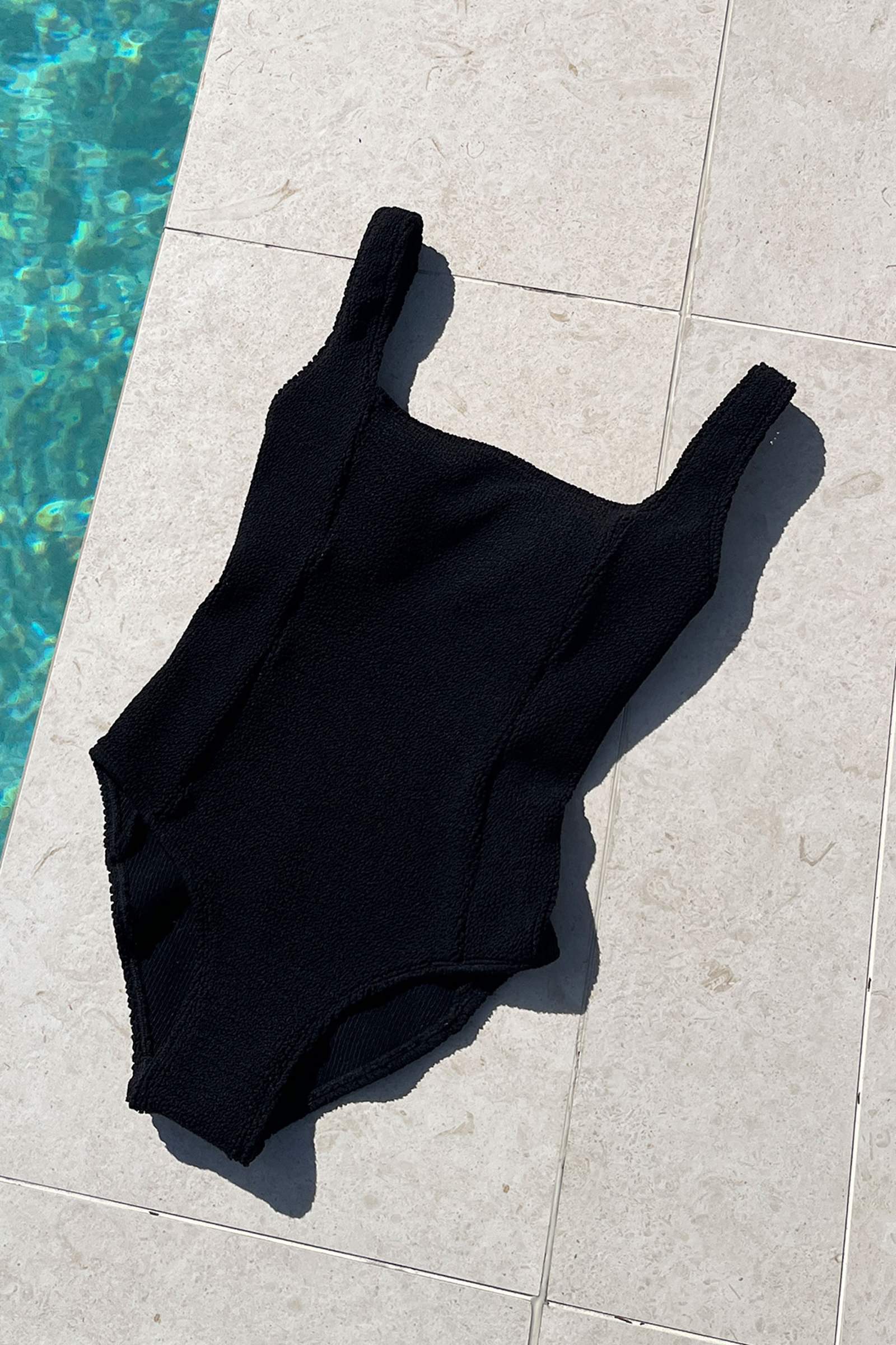 Crinkle Cut Square Neck One Piece BLACK – UNE PIECE