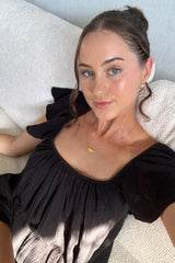 UNE PIECE Ethereal Frill Top + Shorts Sleep Pyjama Set in Black