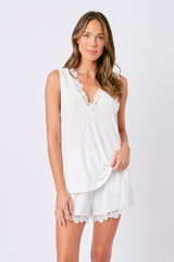 UNE PIECE Lace Trim Cami + Shorts Sleep Pyjama Set in Black