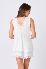 UNE PIECE Lace Trim Cami + Shorts Sleep Pyjama Set in Black