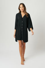 UNE PIECE Lace Trim Modal Robe in Black